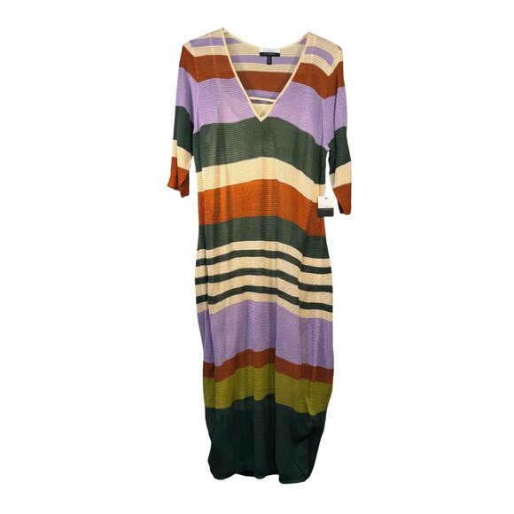 Eloquii Elements Multicolor Striped Crochet Midi Dress Size 18/20 NEW - Picture 1 of 7